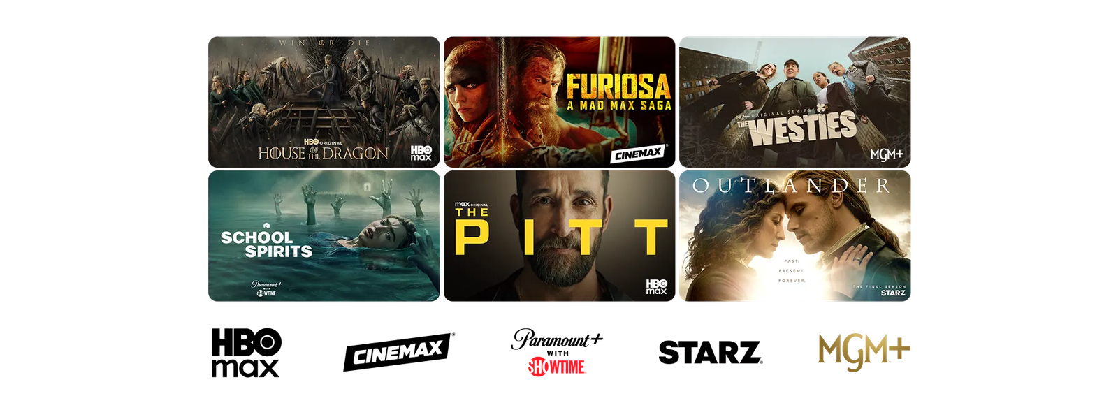Premium shows from HBO Max, Cinemax, Paramount+ with Showtime, Starz and MGM+
